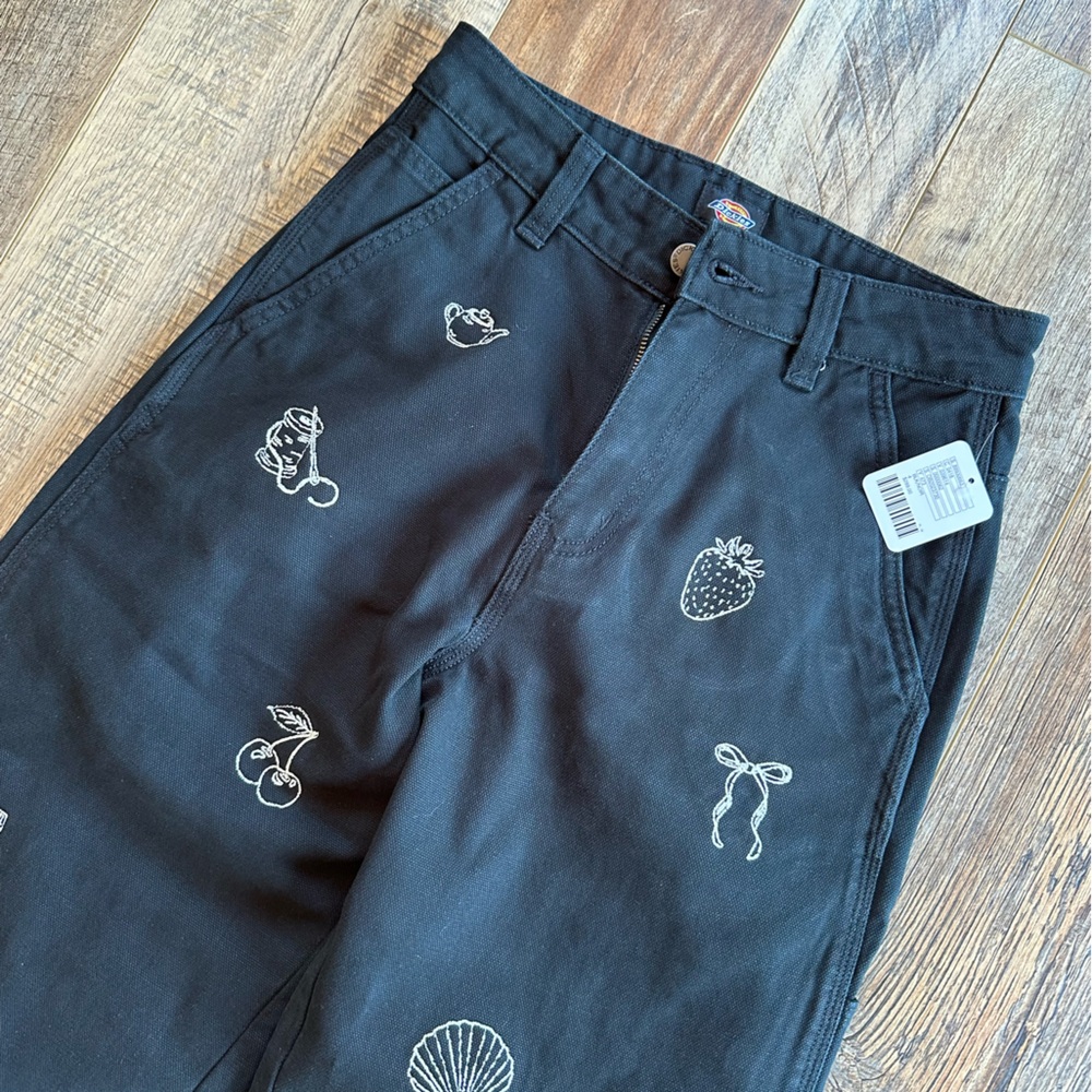 Dickies, black, utility, trending, stitched, high waist, straight bottom, pants.